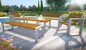 Miejska ławka z drewnianym siedziskiem Norin 3X Gray 180cm Mafira