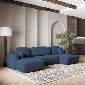 Masseno Narożnik SAVONA z funkcją spania i pojemnikiem na pościel Narozniki U, Rozkładana sofa - Niebieski, POSO 05