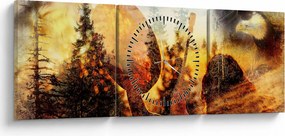 Obraz - Motyw szamana (z zegarem) (90x30 cm)