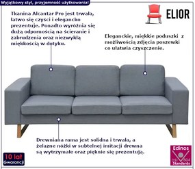 Jasnoszara 3-osobowa sofa - Megro