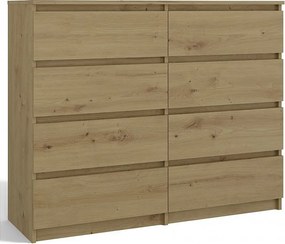 Komoda Malwa M8/120 | Dąb Artisan | 120x40x97 cm | 8 Szuflad