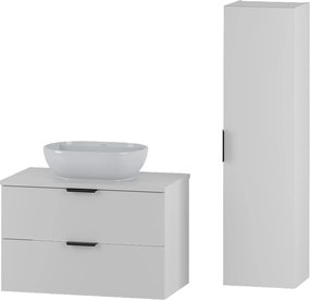 Biały Zestaw do Łazienki 80cm Szafka z Blatem Umywalka Pile