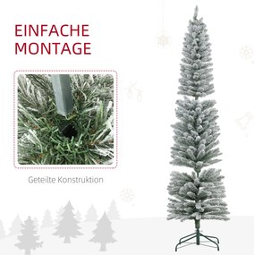 HOMCOM Choinka 210 cm, Girlanda LED, Sztuczne Gałęzie, Ognioodporne, Metalowa Podstawa, Zielony | Aosom PL