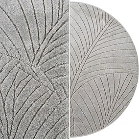 Dywan uniwersalny Nova 3D Listki szare koło 120 cm x 120 cm