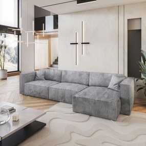 Masseno Narożnik TOLMO z funkcją spania i pojemnikiem na pościel Narozniki L, Rozkładana sofa - Jasnoszary, POSO 55