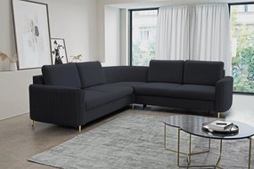 Masseno Narożnik VELA z funkcją spania i pojemnikiem na pościel Narozniki L, Rozkładana sofa - Granatowy, CASTEL 79