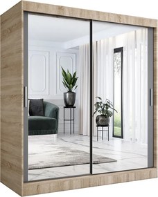 Szafa przesuwna z lustrem 180 cm dąb sonoma + antracyt H7-B57