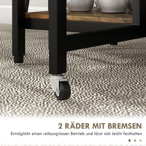 HOMCOM Stół składany do jadalni z kółkami i regulacją nóżek styl industrialny 140x80x75 cm brązowy czarny | Aosom PL