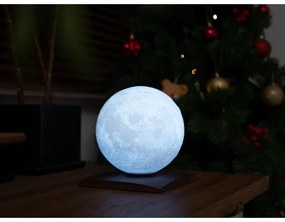 Ciemnobrązowa lampa stołowa LED z litego drewna orzechowego (wysokość 19,5 cm) Smart LunaSpin – Gingko