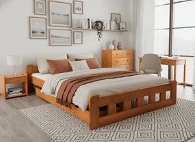 Łóżko Naomi podwyższone 180 x 200 cm, olcha Stelaż: Ze stelażem listwowym rolowanym, Materac: Materac Somnia 18 cm