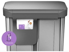 Simplehuman Kosz na śmieci z pedałem do segregacjiodpadów, 58 l, stal szczotkowana, FPP
