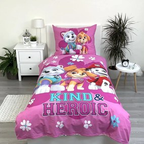 Różowa bawełniana pościel dziecięca jednoosobowa 140x200 cm Paw Patrol "Heroic" – Jerry Fabrics