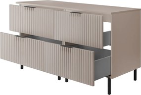 Szafka pod umywalkę, Kaszmir + czarny uchwyt, 120 (2 x 60 cm) x 77 x 46 cm + blat, czarne nogi