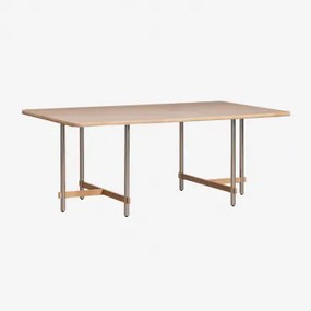 Prostokątny Stół Jadalniany Z Drewna Mango I Stali Osaka Drewno Mango & 200 X 110 Cm - Sklum