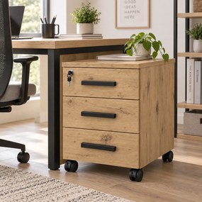 Mobilny kontenerek z szufladami na kluczyk dąb artisan N9-M47