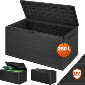 Pojemnik do przechowywania WOODEBOX, 280L, 120x46x57cm, antracytowa Prosperplast