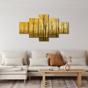 Obraz lasu o zachodzie słońca (125x70 cm)
