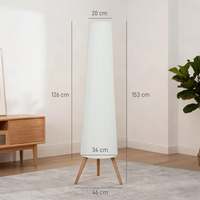 HOMCOM Lampa stojąca LED do salonu ściemnialna, trójnóg drewniany, włącznik nożny, 46 x 46 x 153 cm, Weiß