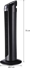 HOMCOM Wentylator Stojący Kolumnowy 45W Cichy 3 Poziomy Wentylacji Oscylacja 70° Czarny | Aosom PL