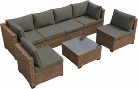 Modułowy narożnik ogrodowy Caldoro XL2501 technorattan, jasny brąz, poduszki szare