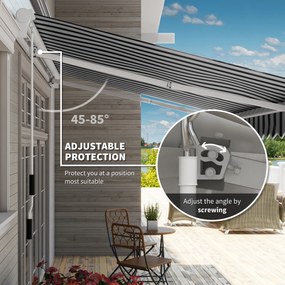 Outsunny Markiza Balkonowa Przegubowa Manualna 395x245cm Ochrona Przed Słońcem Montaż Ścienny Aluminium Biały Szary | Aosom PL
