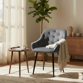 Szare pikowane krzesło welurowe A6-F61