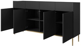 Komoda z szufladami Nicole 200 cm - czarny mat / złote nóżki