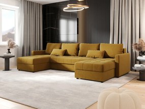 BEDANTE narożnik MOS U BIS Itaka 33 pomarańczowy z funkcją spania sofa w kształcie litery U z pojemnikiem na pościel