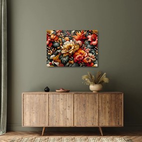 Obraz na szkle - Pomarańczowo-czerwone kwiaty (70x50 cm)