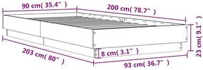 Nowoczesne łóżko z oświetleniem LED brązowy dąb 90x200 Klever