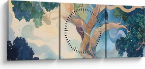 Obraz – Kosmiczne drzewo (z zegarem) (90x30 cm)