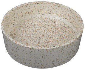 Umywalka okrągła nablatowa z różowego terazzo - 39 cm - DUKAT