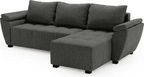 Rozkładana dwustronna sofa narożna w kształcie L LIVARO 251x140 cm, ciemnoszara