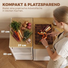 HOMCOM Wózek kuchenny na kółkach z 2 szufladami, otwartą półką i 2 kółkami z blokadą, biały | Aosom PL