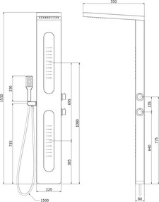 Mexen Mano panel prysznicowy, czarny - 7609-02-70