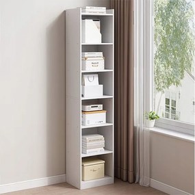 Biały regał stojący na książki półki wysoki skandynawski słupek szafa loft