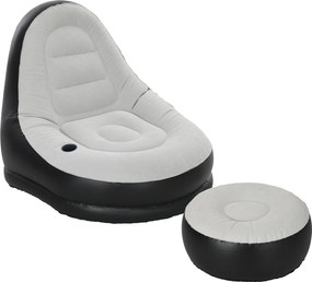 Outsunny Fotel Nadmuchiwany Fotel Ogrodowy, 125 x 100 x 87 cm, Szary + Czarny