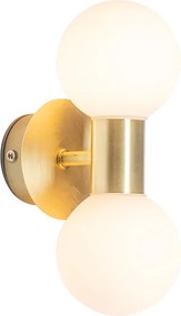 Nowoczesna lampa ścienna złota IP44 2-światłowa - Cederic