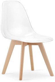 Transparentne krzeslo KITO z bukowymi nogami