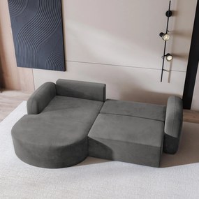 Masseno Narożnik AMILIA z funkcją spania i pojemnikiem na pościel Narozniki L, Rozkładana sofa - Szary, MONOLITH 85