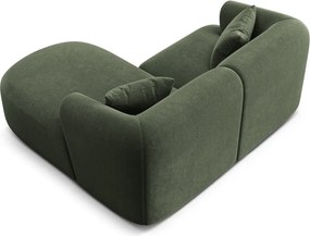 Zielony aksamitny narożnik (prawostronny/z szezlongiem) Campi – Cosmopolitan Design