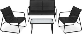 Zestaw mebli ogrodowych Calvero - sofa 2-osobowa, 2 fotele i stolik, kolor czarny