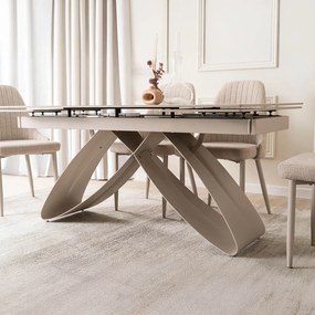 Zestaw Stół Rozkładany LUIGI 160-240 cm Biały Marmur/Kaszmir i 4 Krzesła TORINO Kremowe Nowoczesne