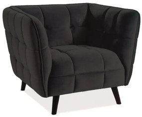 Czarny fotel relaksacyjny CASTELLO 1 VELVET