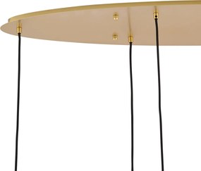 Lampa wisząca w stylu Hotel Chic mosiężna z białym szkłem prostokątna 6-punktowa - Misty