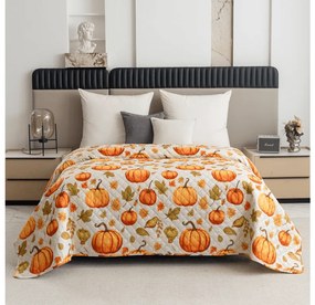 Narzuta na łóżko ze wzorem AUTUMN PUMPKINS, kolorowy Rozmiar: 220 x 240 cm
