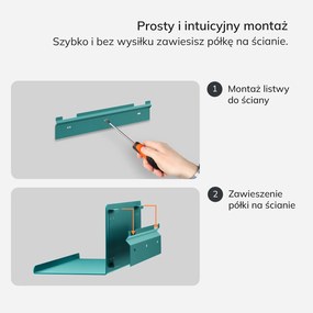 Metalowa półka ścienna Modern Joanne 40 cm, kolor morski