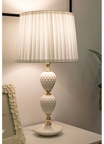 Biała lampa stołowa z tekstylnym kloszem (wysokość 57 cm) Torre – Mauro Ferretti