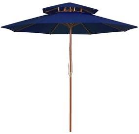 Niebieski parasol ogrodowy z drewnianym słupkiem - Baldar
