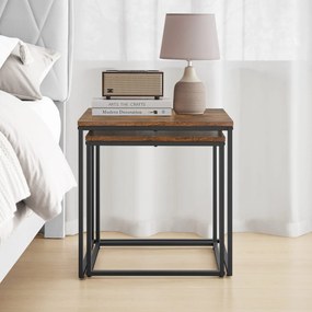 Zestaw 2 stolików kawowych QUADRO, rustykalny brązowy wystrój
